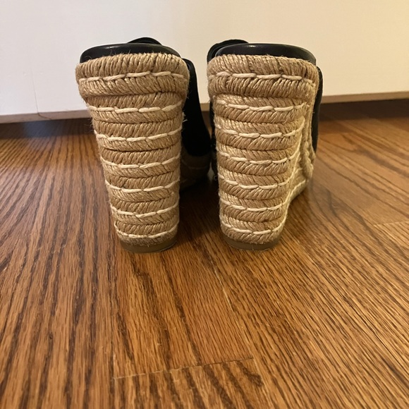 Prada Jute Espadrilles; size 7, black wedge - Picture 4 of 5